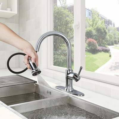 Industrial Kitchen Faucet Chrome Fit 1 Hole Or 3 Hole Vintage