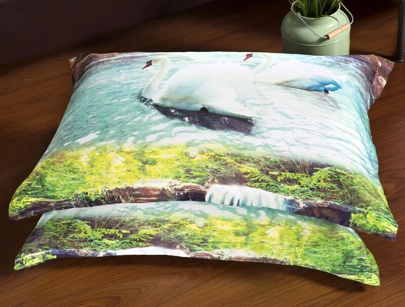 6 piezas. Juego de funda nórdica Queen de polialgodón en verde, azul y blanco para edredón Foto 2 de 3