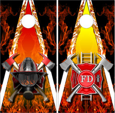 Firefighter Flames Cornhole Wrap Bag Toss Skin Decal Sticker
