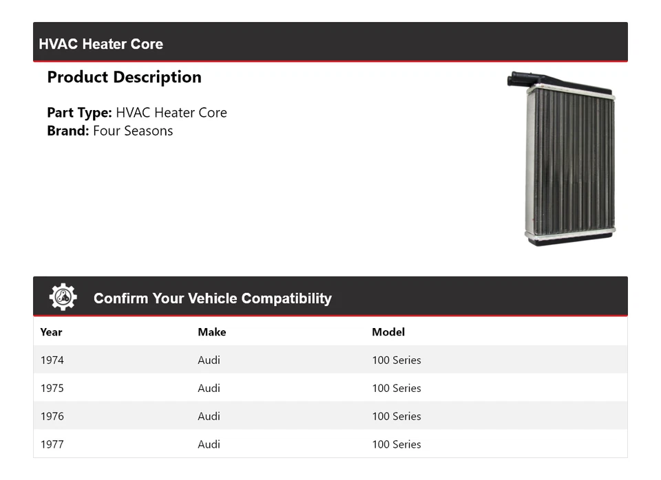 Núcleo de calefacción de climatización para Audi serie 100 1974-1977 4 estaciones 1975 1976 Foto 2 de 3