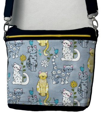 Crossbody Cats Purses Handmade in USA Black Bag Adjustable Straps