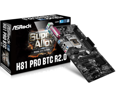 ASRock H81 Pro BTC R2.0 Intel LGA 1150 SATA 6Gb/s ATX 6 PCIE for Crypto ETH NIB