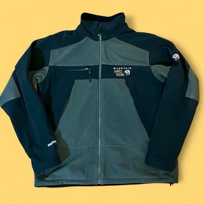  ️ Mountain Hardwear Mens L Windstopper Fleece Jacket Softshell Black Grey NWOT