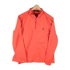 Polo Ralph Lauren Mens Performance Polo Large Orange Pony Pullover 1/4 Zip