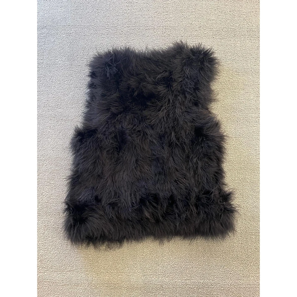 Club Monaco Womens XS Black Feather Vest Chic Outerwear Stylish - Image 2 of 4