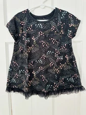 Tucker + Tate Girls Short Sleeve Shirt With Tulle Ruffle On Hem Size 7