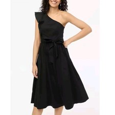 NWT J. Crew One-Shoulder Midi Dress Black 8