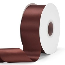 Solid Color Brown Double Faced Satin Ribbon 2" X 50 Yards Fabric Ribbons Perf...