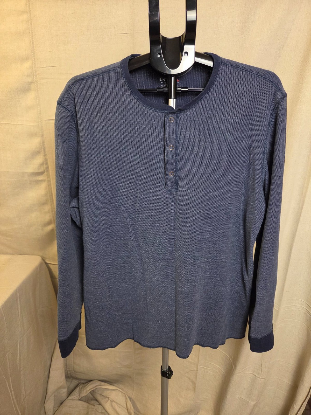 UNTUCKit Men's Long Sleeve Henley Shirt XX-Large Navy Blue