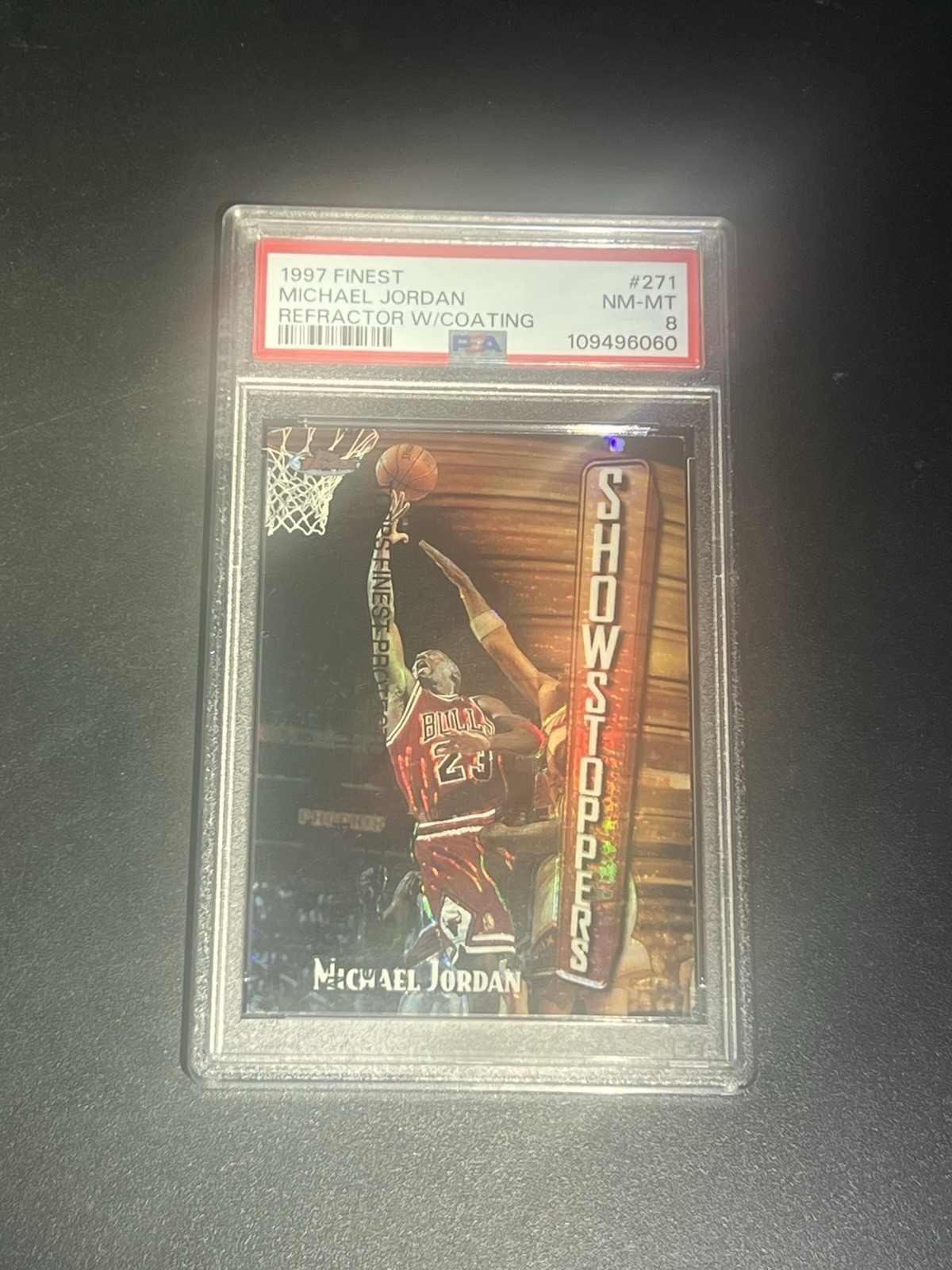 1997 Finest Michael Jordan Showstoppers Refractor w/ Coating #271 PSA 8