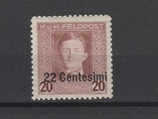 Occupazione Austriaca 1918 22c. su 20h. bruno dentellato 11 1/2 linguellato MH
