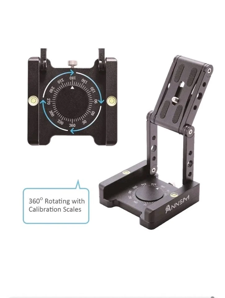Cabezal de trípode de montaje inclinable plegable en forma de Z y en forma de W 360 con escala de calibración 1/4 Foto 3 de 4