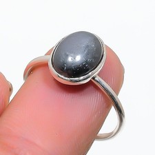 Black Onyx Gemstone 925 Sterling Silver Jewelry Ring Size Adjustable n298