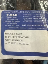 4pcs Z-Mar MAT FLOOR GROUNDING CORD W/RESISTOR AND RING TERMINAL 10FT. MA12