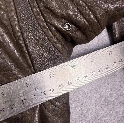 Robert Comstock 1980s Brown Leather Bomber Jacket Lined Full Zip Stand Collar XL image 5