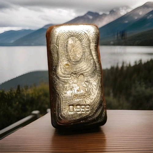 1.992 ozt Hand Poured .999 Silver Bullion Bar With Nice cooling lines