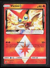#5 Carta Pokémon rara Victini 7/70 Dragon Majesty 2018 Prism Star Sole e Luna Holo