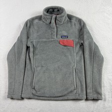 Patagonia Re-Tool Snap-T Fleece Pullover Fuzzy Jacket Womens XS Gray Orange