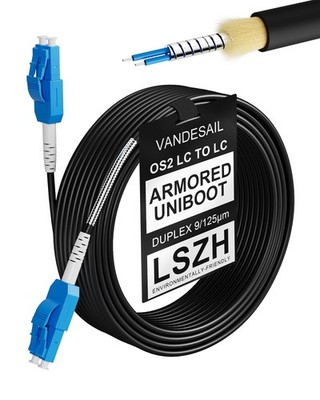 30M Uniboot LC to LC Single Mode Fiber Patch Cable,OS2 Outdoor Armored Fiber ...
