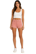 Sneak Peek Debbie Women s High Rise Denim Shorts Small Pink Frayed Hem NWT