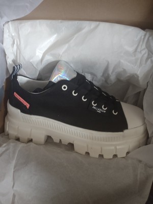 Palladium Womens Revolt LO TX Black/Marshmallow Platform Chunky Sneakers Shoes 
