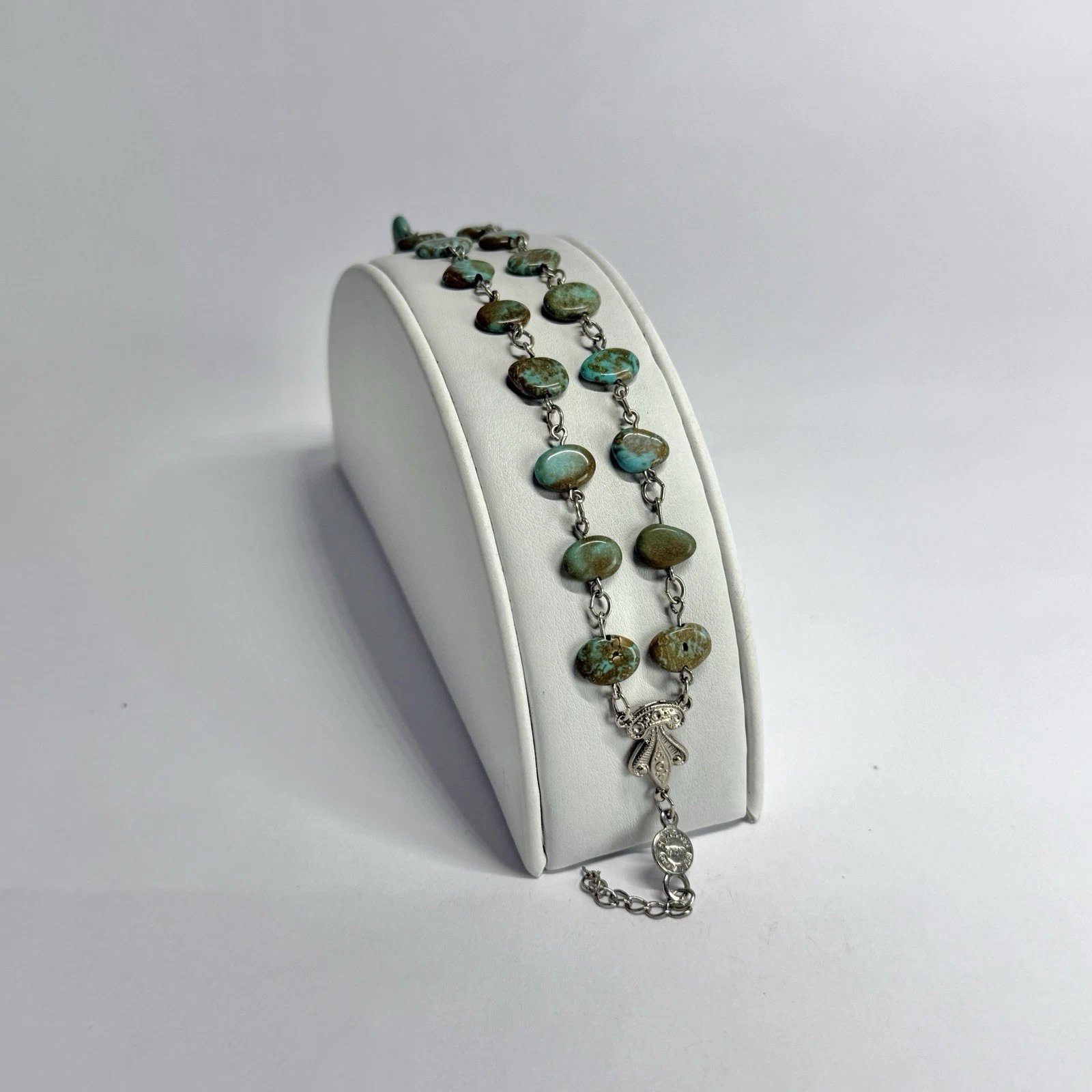 BELLAGIO Crystals USA Faux Turquoise Silver Tone Vintage Bracelet Jewelry Br303