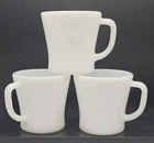 Vintage Set of 3 White Federal Milk Glass Heat Proof Fire King Coffee/Tea Mugs