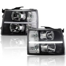 LED Bar Headlights for Chevy Silverado 1500 2500 3500 HD 2007 2014 Clear Lens
