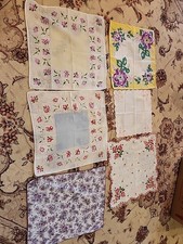 Lot of 6 Floral Vintage 1950  s Multi Color Handkerchief Hankies 30