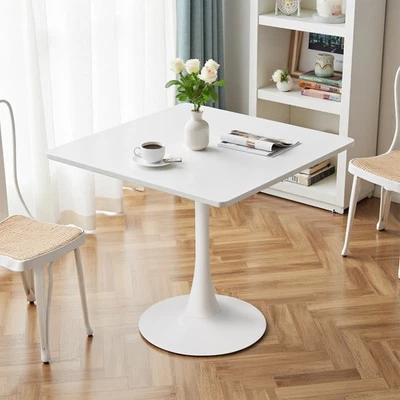 BESTONLINERETAILER 80cm Square Dining Table Pedestal Metal Base Modern Restaurant Cafe Bistro Table