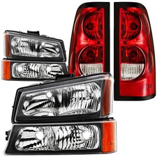 Headlight Tail Lights Assembly For 03-06 Chevy Silverado Black Amber Headlight Tail Lights Assembly For 03-06 Chevy Silverado Black Amber