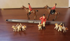 (5) Vintage Miniature Lead Equestrian Fox Hunt - Dogs, Hunters, Horses