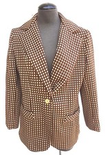 VTG 1960's Womens RETRO Brown / Yellow VECTOR Coat Blazer Jacket Size 14
