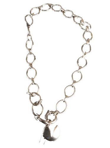 HERMES Sellier Pendant Necklace Toggle Clasp Silver Ag925 Mint