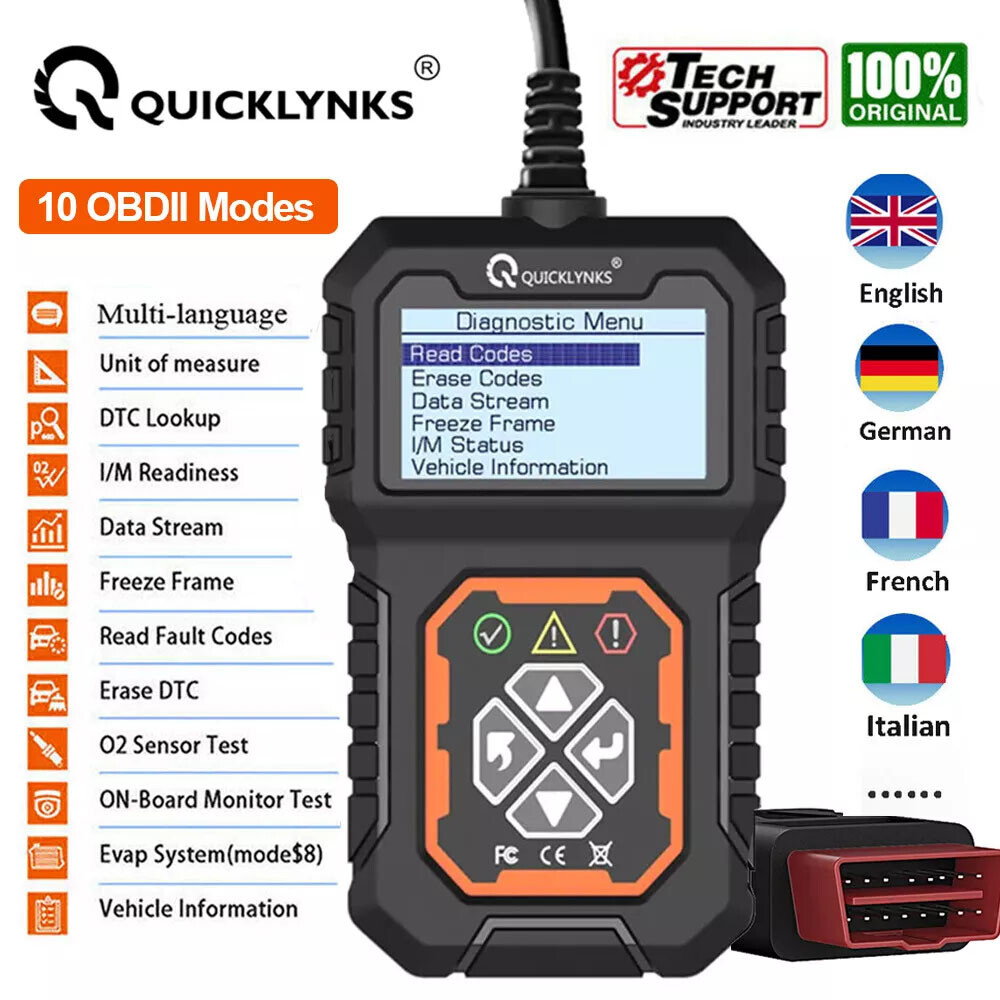 QUICKLYNKS T31 Car OBD2 Scanner Engine Diagnostic Tool Erase Error Fault Codes