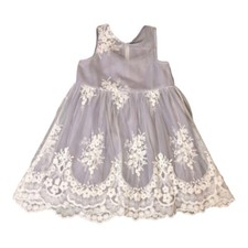 Girls Lavender Ivory Overlay Lace Embroidered Skirt Sleeveless Dress Sz S 4-5