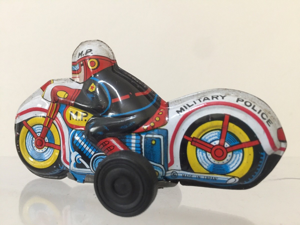 Vintage Japan Military Police Motorcycle Tin Toy Very Good