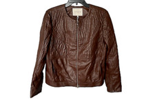 Lafayette 148 Harrigan Quilted Leather Jacket In Dark Russet Womens Size 12 New