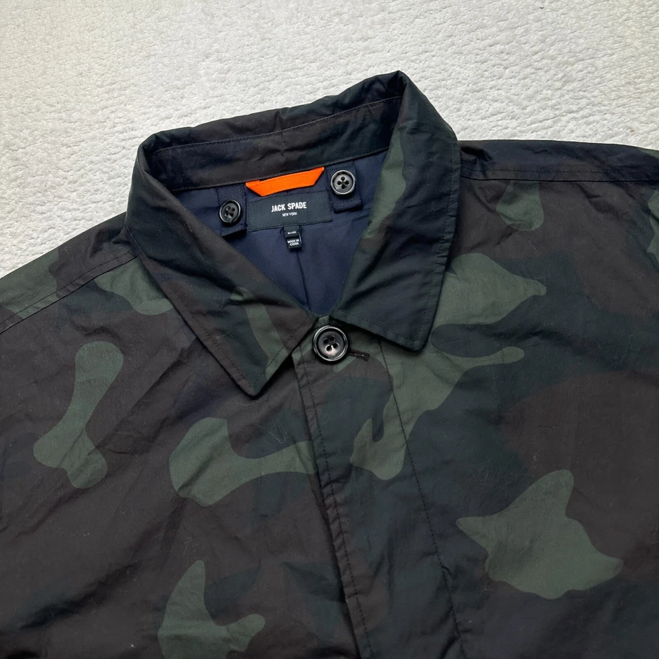 Jack Spade Camo Jacket Men's Size XL Waxed Cotton Button up Trench Coat - Image 2 of 4