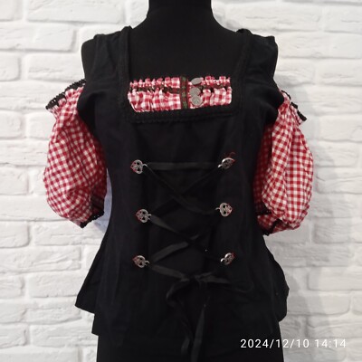 Stockerpoint Red&Black Short Sleeve Tunic Bluse Size 40