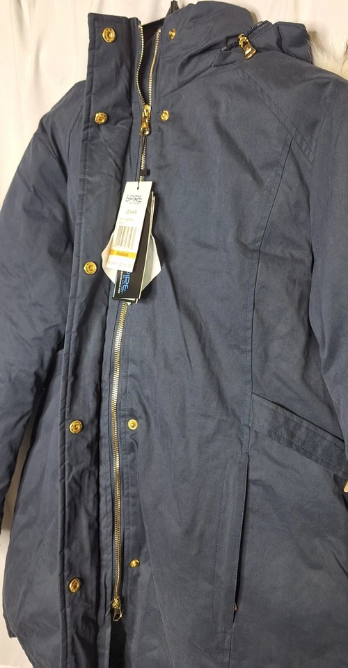 Шпиль на Galaxy синий средний пуховик пальто куртка мех отделки капюшон $215 новый с Ярлыками - Изображение 2 из 4