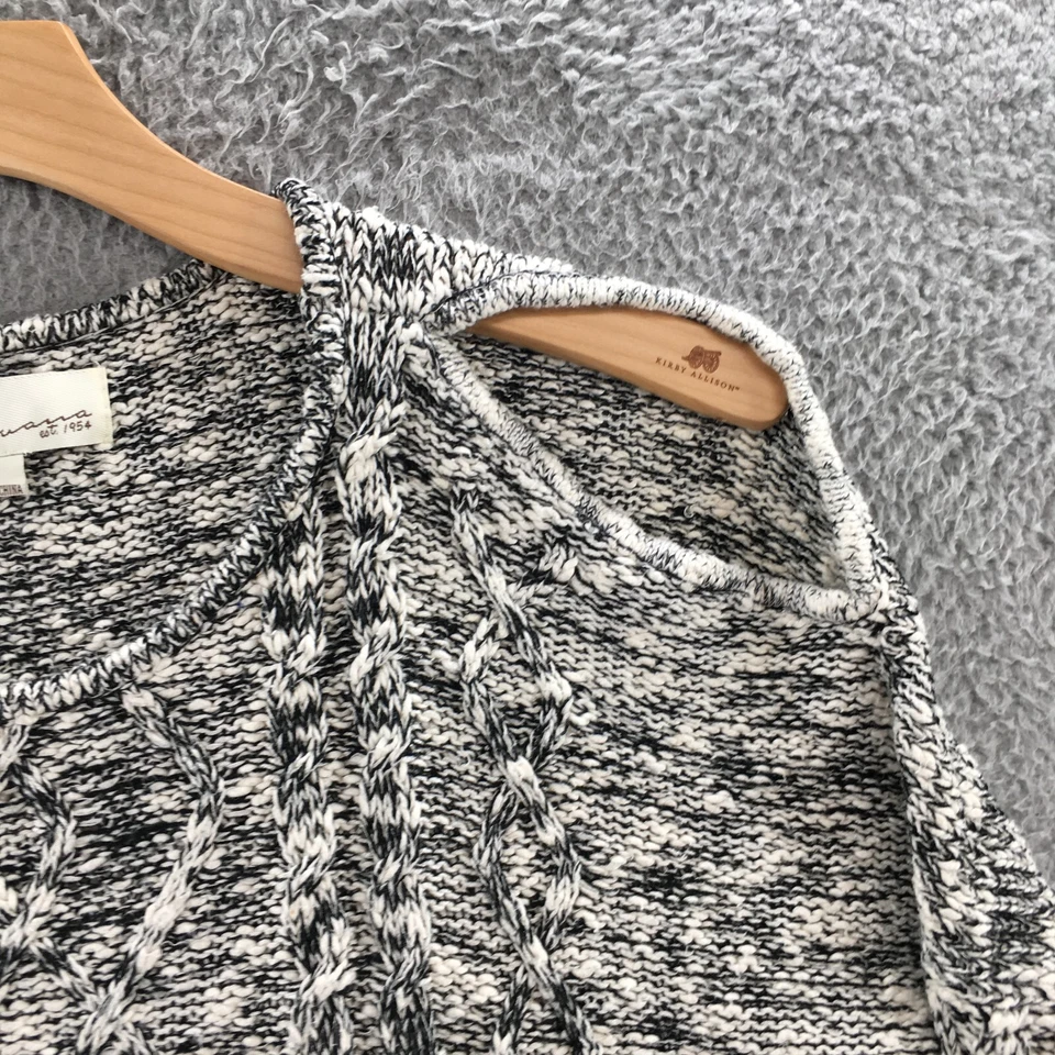 Vintage Havana Sweater Womens S Black White Cold Shoulder Long Sleeve Knitted - Image 3 of 4