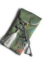Glasses Pouch Silk Brocade Eyeglass or Sun Glasses Case Holder Bag
