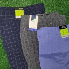 Izod Men's Flat Front Golf Pants Cinder Block Navy or Blue