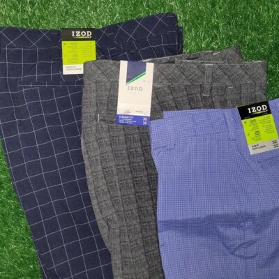 Izod Men's Flat Front Golf Pants Cinder Block Navy or Blue