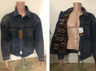 ZARA MAN NEW +TAG RARE WESTERN AZTEC DESIGN LINED STUDDED DENIM JACKET XXL XL 48