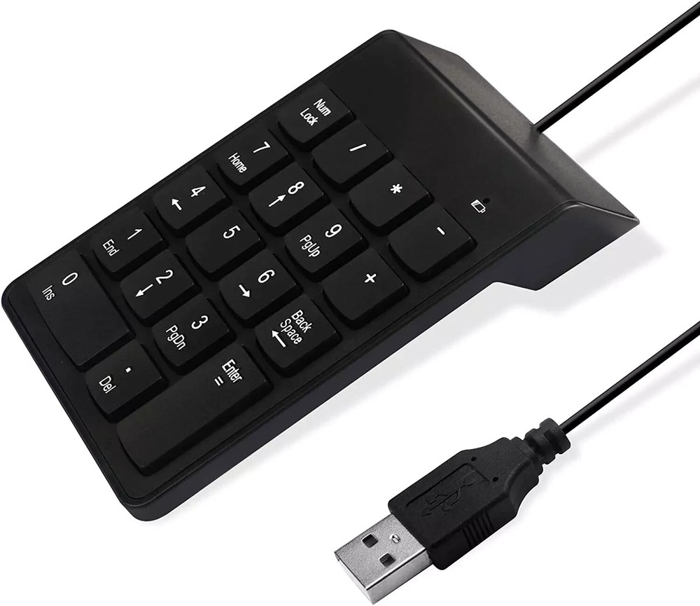 Compact 10-Key USB Numeric Keypad for Laptops, Portable Wired Design
