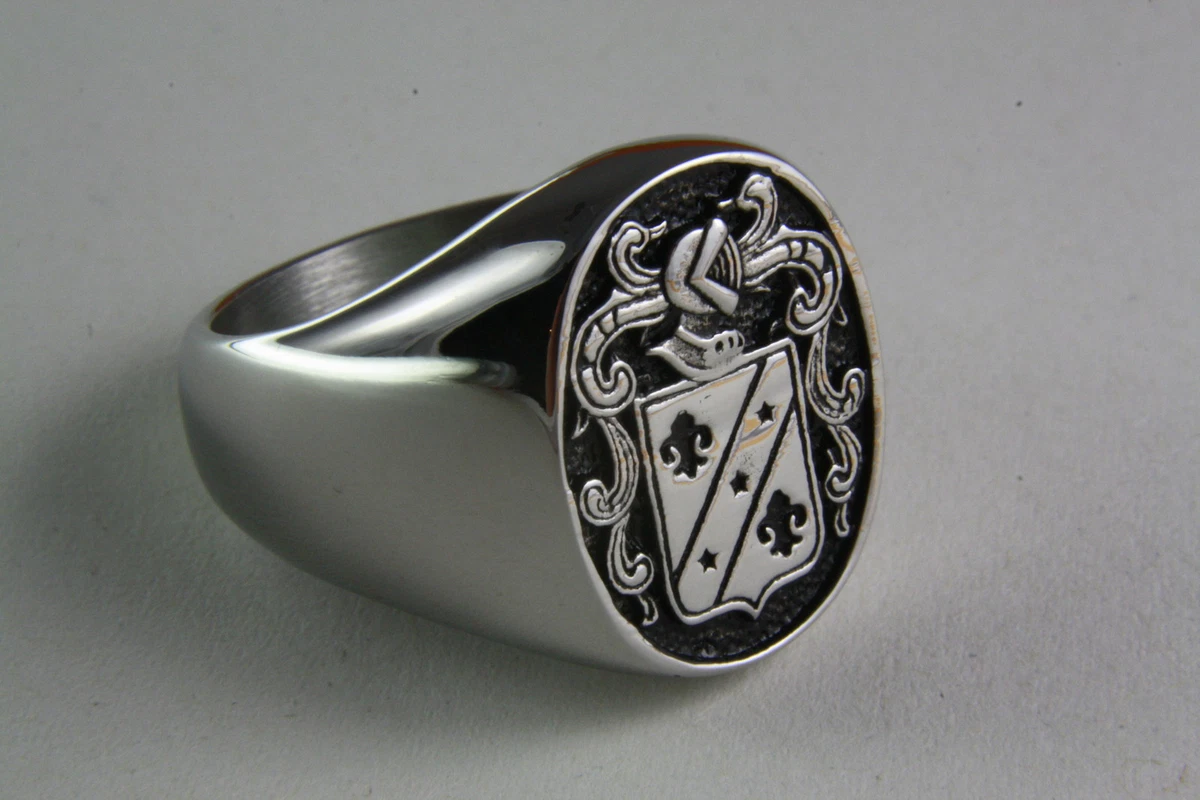 Bague Homme Argent 925 Bouclier Armoiries - Neuf Dans Son écrin