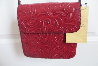 Patricia Nash NWT BALLURI CROSSBODY BAG Tooled Berry Red MSRP $149