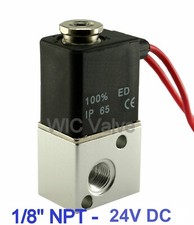 1/8" Pneumatic 3 Way Electric Solenoid Zero Differential Process Valve 24V DC